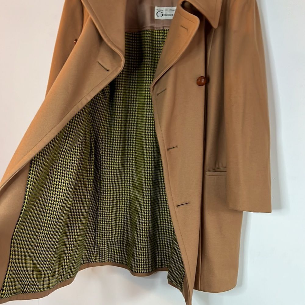 Vintage Gimbels Wool Tan Pea Coat Jacket - 46 - Picture 6 of 12